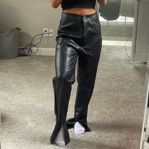 Nasty gal split hem faux leather pants